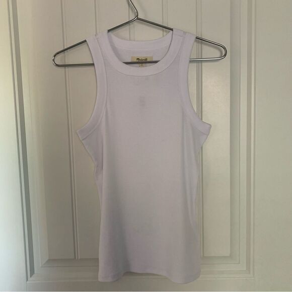Madewell Top XXS Summer Rib Cutaway Tank White Perfect Racerback - Picture 7 of 12